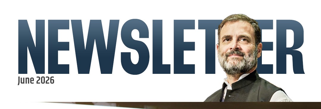 June 2026 newsletter masthead with Rahul Gandhi